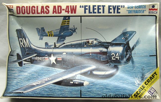 ESCI 1/48 AD-4W Fleet-Eye - Skyraider Early Warning Platform - US Marines VMC-1 'Guppy' Korean War 1950 / Royal Navy AEW1 849 Sq A Flight 1956 Suez Crisis, SC-4046 plastic model kit